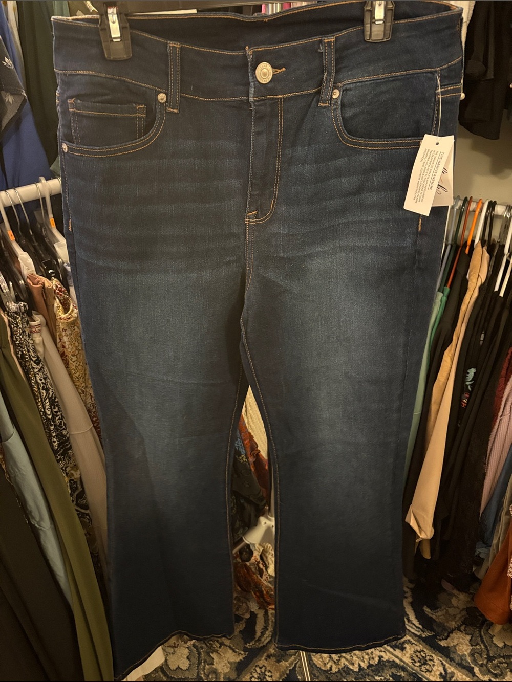 Dark Indigo Flare Jeans — High-Rise Wide Leg